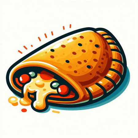 Pancakes with tomato sauce. Vector illustration of a fast food.のイラスト素材