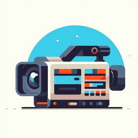 Vector illustration of a video camera. Flat style design. Video camera.のイラスト素材