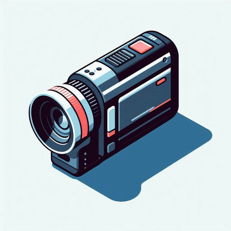 Digital camera on white background. Isometric view. Vector illustration.のイラスト素材