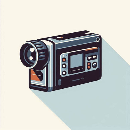 Retro movie camera. Vector illustration in flat design style. EPS 10のイラスト素材