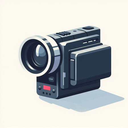 Illustration of a video camera on a white background, vector illustrationのイラスト素材