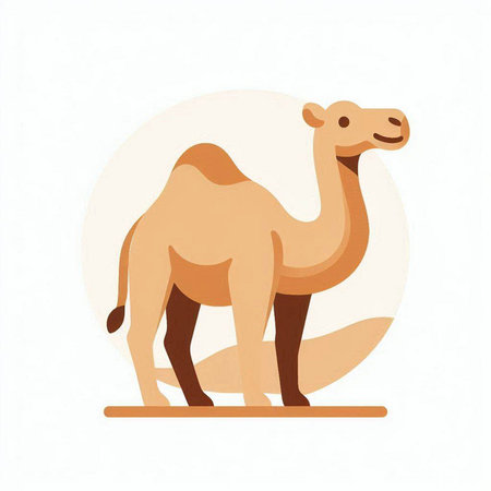 Camel. Vector illustration in flat style on a white background.のイラスト素材