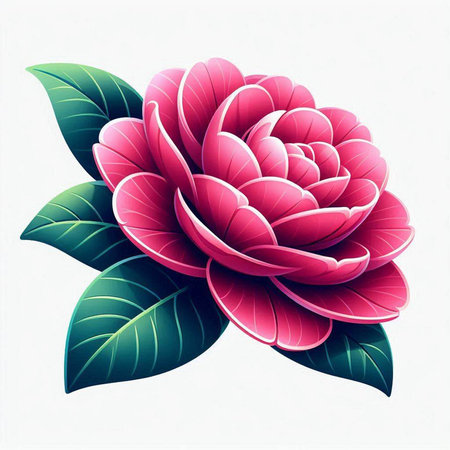 Camellia flower on a white background. Vector illustration.のイラスト素材