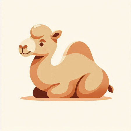 Camel in flat style. Vector illustration. Cute cartoon character.のイラスト素材