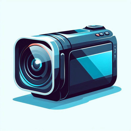 Vector illustration of a digital camera on blue background. Eps 10.のイラスト素材