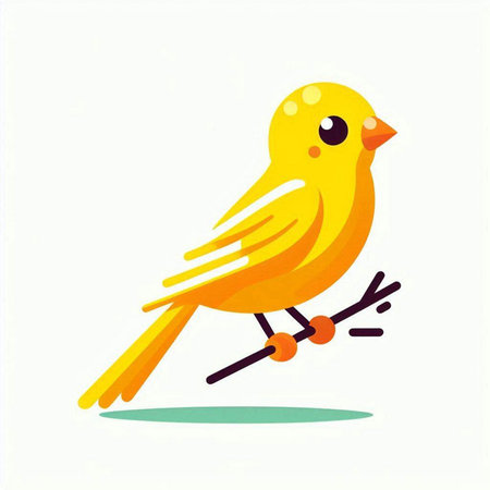 Illustration of a cute little yellow bird on a white background.のイラスト素材