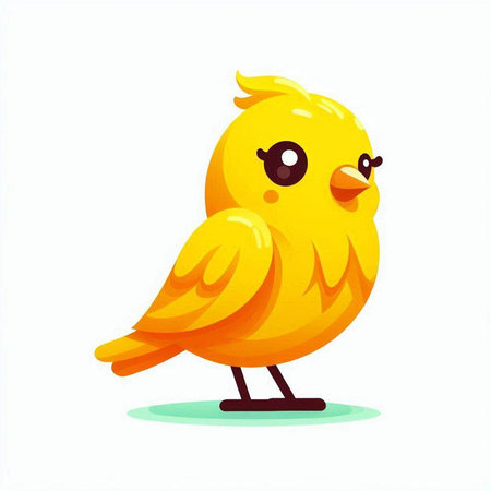 Cute yellow bird isolated on a white background. Vector illustration.のイラスト素材