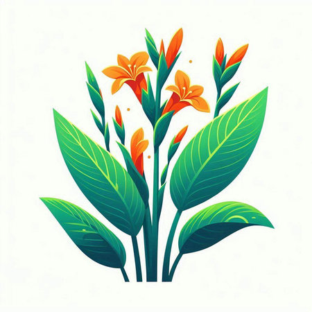Flower bouquet with green leaves and orange flowers. Vector illustration.のイラスト素材