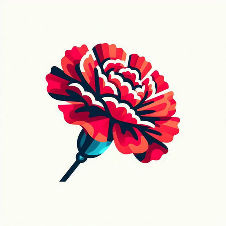 Vector illustration of a red carnation flower on a white background.のイラスト素材