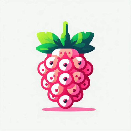 Raspberry fruit icon. Vector illustration in flat style on white background.のイラスト素材