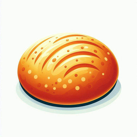 Illustration of a round loaf of bread on a white background.のイラスト素材