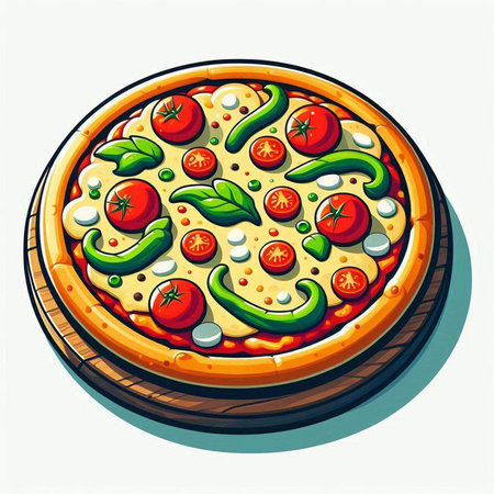 Illustration of a pizza on a white background. Vector illustration.のイラスト素材