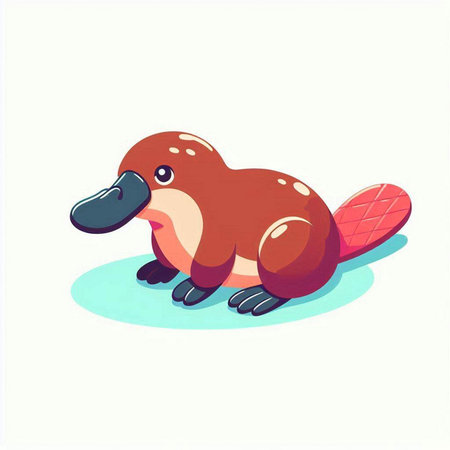 Cute little platypus on white background. Vector illustration.のイラスト素材