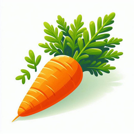 Carrot with green leaves isolated on white background. Vector illustration.のイラスト素材