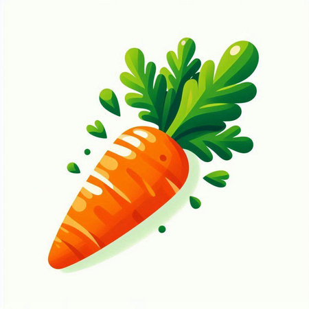 Carrot with green leaves isolated on white background. Vector illustration.のイラスト素材