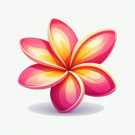 Illustration of a pink frangipani flower on a white backgroundのイラスト素材