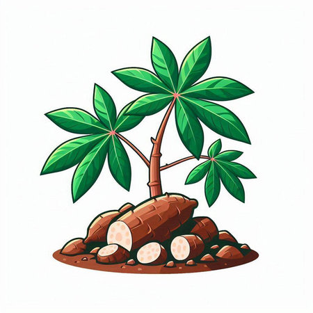 Coconut tree isolated on white background. Vector cartoon illustration.のイラスト素材