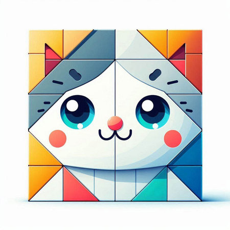 Cute kawaii cat on a white background. Vector illustration.のイラスト素材