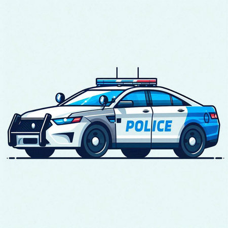 Police car. Vector illustration of a police car on a white background.のイラスト素材
