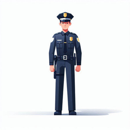 Police officer. Policeman in uniform. Vector illustration in cartoon styleのイラスト素材