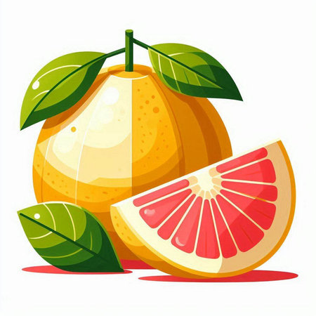 Grapefruit isolated on white background. Vector illustration in flat style.のイラスト素材