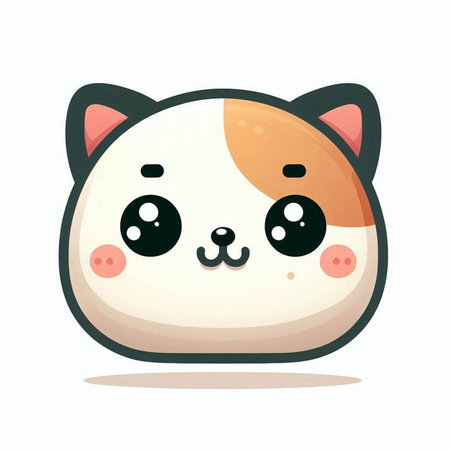 Cute cat face. Kawaii cartoon character. Vector illustration.のイラスト素材