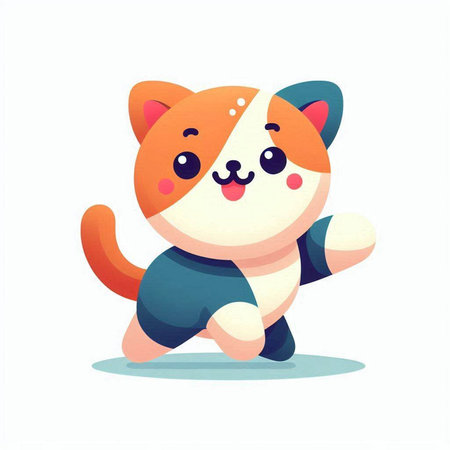 Cute cat vector illustration. Cute kawaii cartoon animal character.のイラスト素材