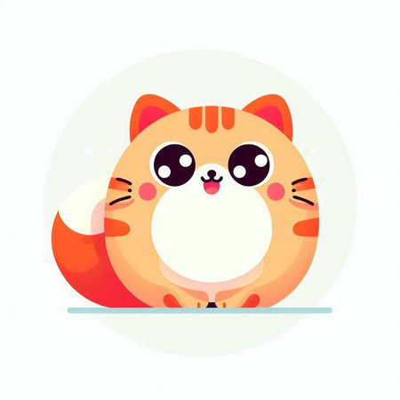 Cute cartoon cat. Vector illustration isolated on a white background.のイラスト素材