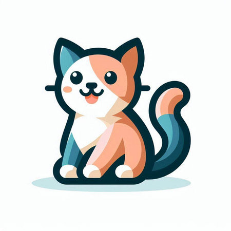 Cute cartoon cat isolated on a white background. Vector illustration.のイラスト素材