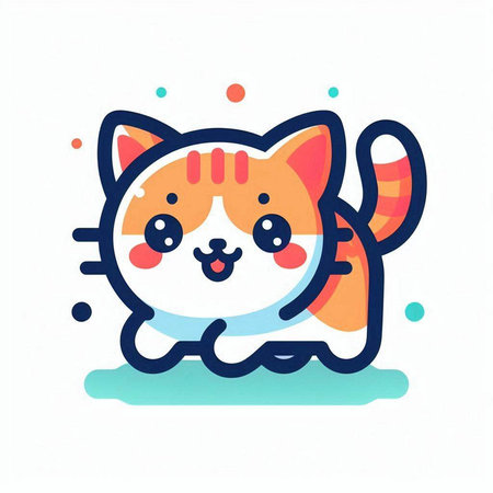 Cute cartoon cat on white background. Colorful vector illustration.のイラスト素材
