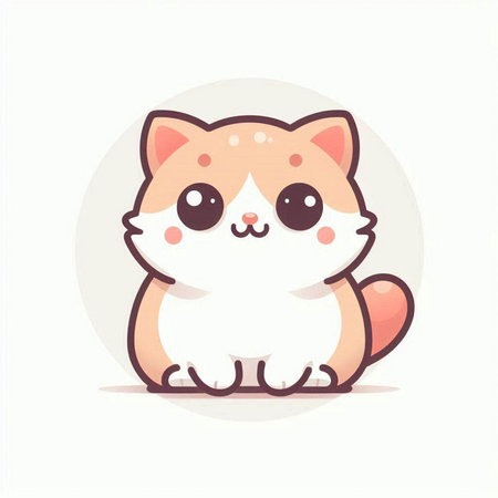 Cute cat cartoon vector illustration. Cute kawaii cat icon.のイラスト素材