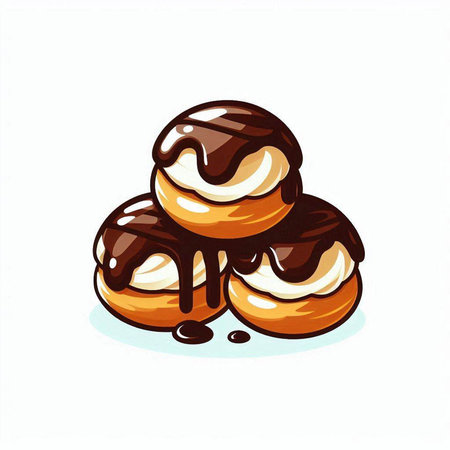 Vector illustration of a stack of chocolate pancakes on a white background.のイラスト素材