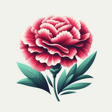 Beautiful pink peony flower with green leaves. Vector illustration.のイラスト素材