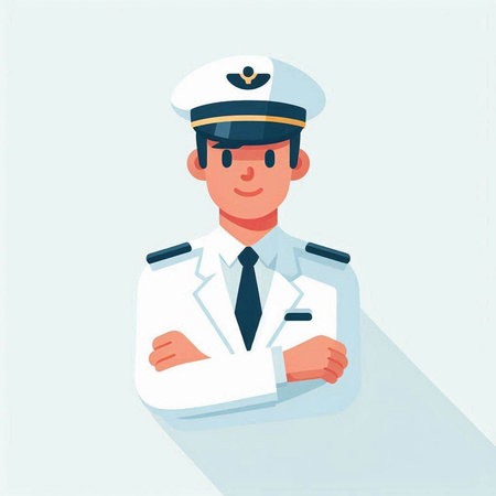 Sailor in a cap and uniform. Flat vector illustration.のイラスト素材