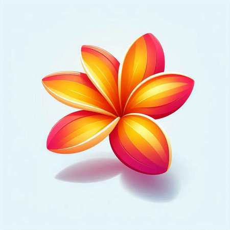 Illustration of a beautiful orange frangipani flower on a blue backgroundのイラスト素材