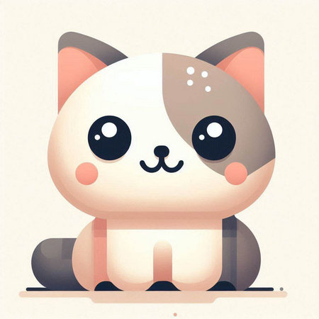 Cute cat cartoon vector illustration. Cute kawaii animal character.のイラスト素材