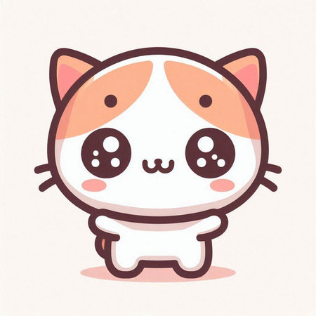 Cute cat cartoon character. Cute kawaii vector illustration.のイラスト素材