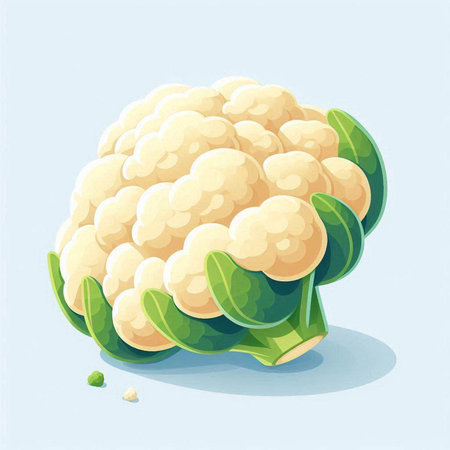 Illustration of a cauliflower on a blue background, vector illustrationのイラスト素材