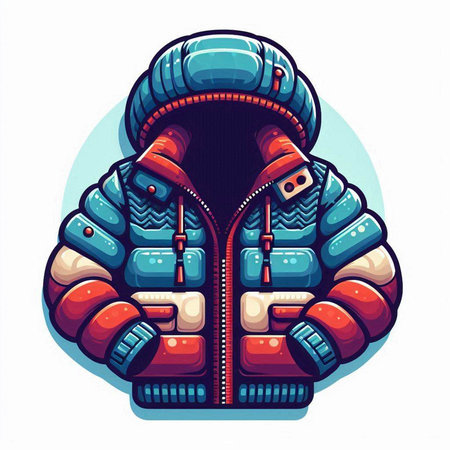 Winter sportswear, jacket. Vector illustration isolated on white background.のイラスト素材