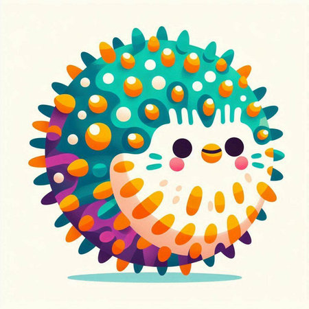 Cute cartoon hedgehog. Vector illustration on a white background.のイラスト素材