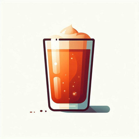 Iced coffee with whipped cream in a glass. Vector illustration.のイラスト素材