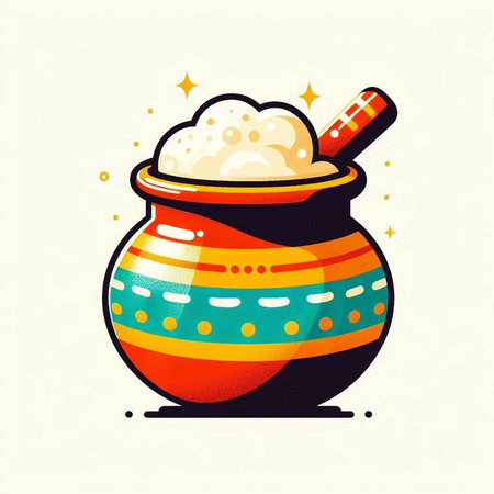 Illustration of cauldron with magic potion. Vector illustration in flat style.のイラスト素材