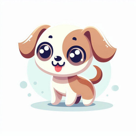 Cute puppy with big eyes. Vector illustration in cartoon style.のイラスト素材