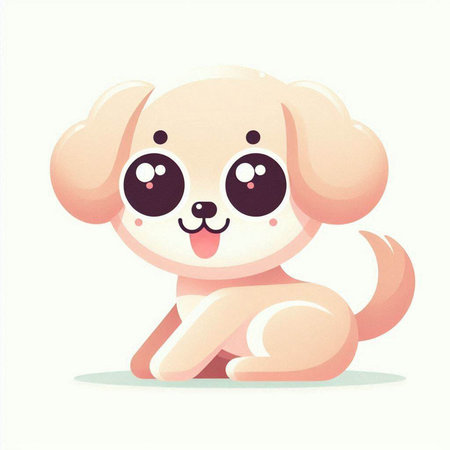 Cute cartoon dog sitting on the floor. Vector illustration of a dog.のイラスト素材