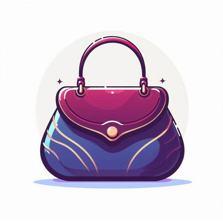 Purple handbag. Vector illustration in a flat style isolated on white background.のイラスト素材