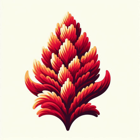 Illustration of a stylized red tree on a white background.のイラスト素材