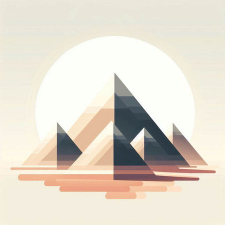 Egypt pyramids on a background of the full moon. Vector illustrationのイラスト素材