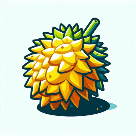 Cartoon durian fruit icon isolated on white background. Vector illustration.のイラスト素材