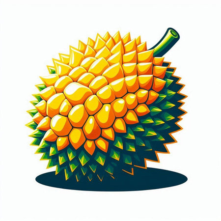 Durian fruit isolated on white background. Vector illustration. Eps 10.のイラスト素材