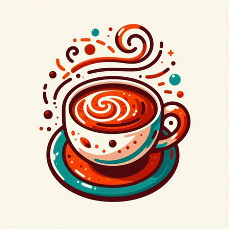 Coffee cup with saucer and saucer, vector illustrationのイラスト素材